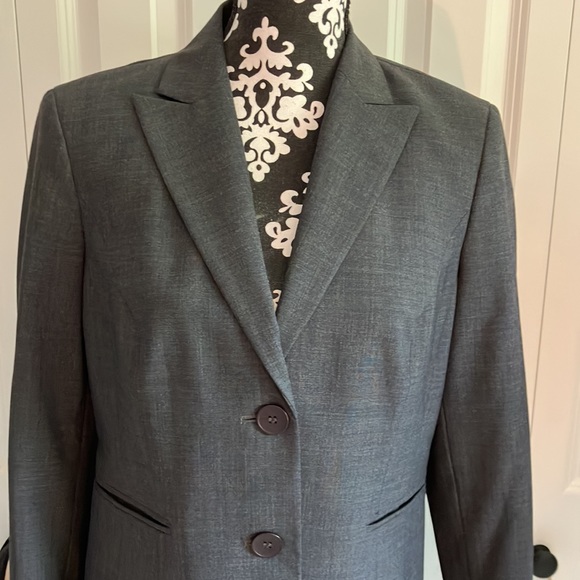 Just listed💋 classic black gray w/ light white line throughout 2 button blazer - Picture 2 of 16